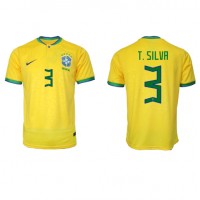Pánský Fotbalový dres Brazílie Thiago Silva #3 MS 2022 Domácí Krátký Rukáv